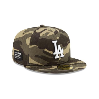 Green Los Angeles Dodgers Hat - New Era MLB Armed Forces Weekend 59FIFTY Fitted Caps USA7508916